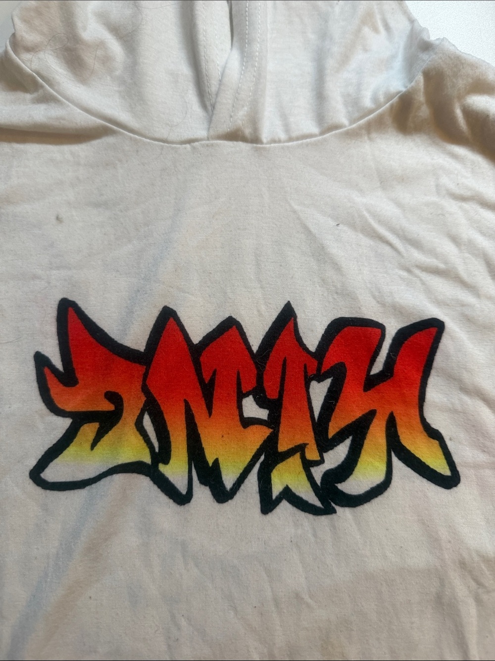 SHEIN White Tank Top with Red-Orange-Yellow Graffiti Print